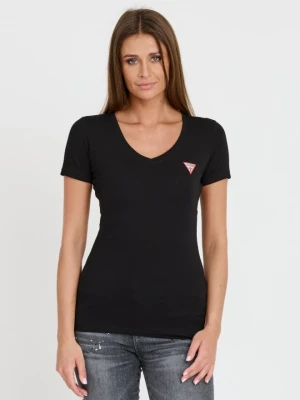 GUESS Czarny damski t-shirt Mini Triangle Tee, Rozmiar XL