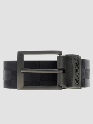 GUESS Czarny dwustronny męski pasek w monogram Reversible Logo Belt, Rozmiar L