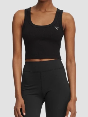 GUESS Czarny krótki damski tank top Silvy Rib, Rozmiar L