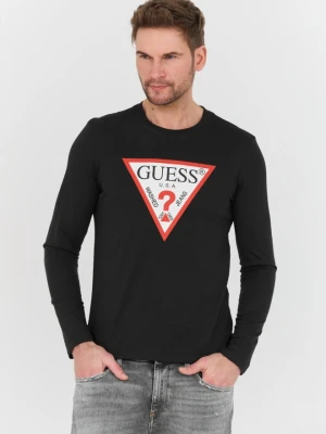 GUESS Czarny męski longsleeve Original Logo Tee, Rozmiar L