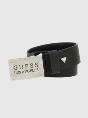 GUESS Czarny męski pasek z naturalnej skóry Algarve, Rozmiar S