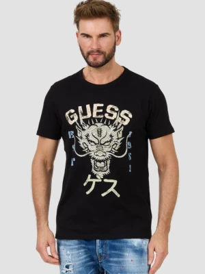 GUESS Czarny męski t-shirt bawełniany Dragon Tee, Rozmiar XXL