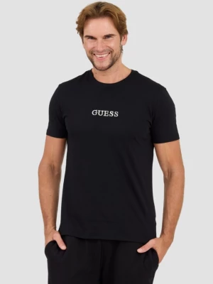 GUESS Czarny t-shirt z haftowanym logo