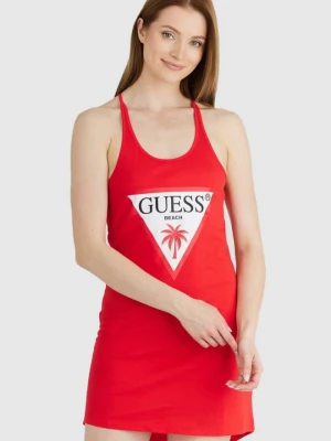 GUESS Czerwona sukienka z trójkątnym logo