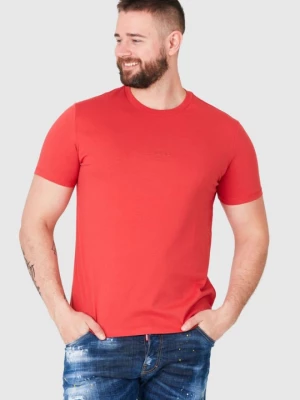 GUESS Czerwony t-shirt męski z aplikacją z logo