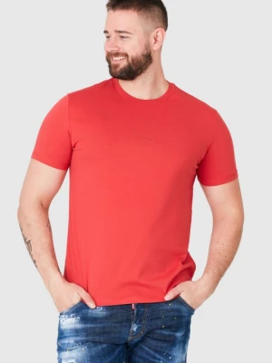 GUESS Czerwony t-shirt męski z aplikacją z logo, Rozmiar S