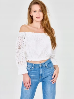 GUESS Damski biały crop top