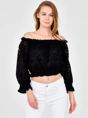 GUESS Damski czarny crop top, Rozmiar S