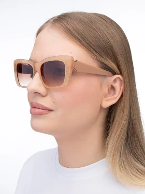 Guess Damskie okulary przeciwsłoneczne w kolorze beżowo-jasnobrązowym rozmiar: 55