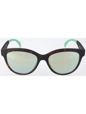 Guess Damskie okulary przeciwsłoneczne w kolorze ciemnobrązowo-turkusowym rozmiar: 53