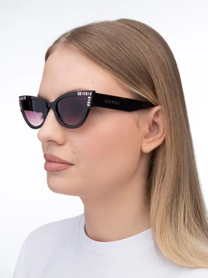 Guess Damskie okulary przeciwsłoneczne w kolorze czarno-różowym rozmiar: 54