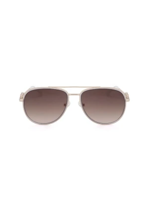 Guess Damskie okulary przeciwsłoneczne w kolorze złoto-jasnobrązowym rozmiar: 56