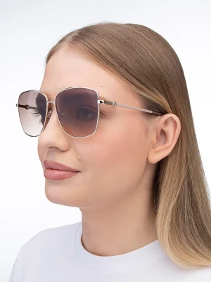 Guess Damskie okulary przeciwsłoneczne w kolorze złoto-jasnobrązowym rozmiar: 61
