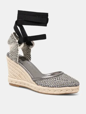 Guess espadryle CHARMI kolor czarny na koturnie FLJCHA FAB04