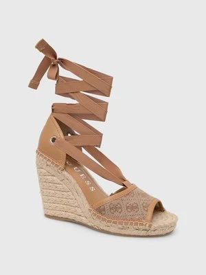 Guess espadryle DIANDRA damskie kolor brązowy na koturnie FLGDIR FAL04