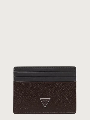 Guess etui na karty męskie skórzane MILANO brązowy