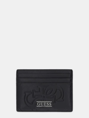 Guess etui na karty skórzane BOSTON kolor czarny SMBOMG LEA25