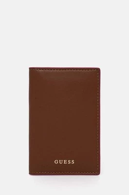 Guess etui na karty skórzane kolor brązowy RW1654 P4301