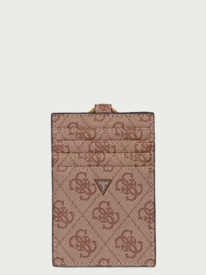 Guess etui na karty z imitacji skóry MILANO beżowy