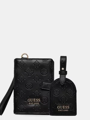 Guess etui na paszport i zawieszka do bagażu WILDER kolor czarny TWX745 20370