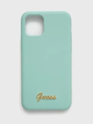 Guess etui na telefon iPhone 11 Pro kolor turkusowy