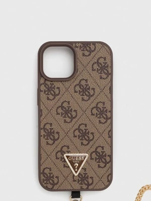 Guess etui na telefon iPhone 15 6.1 kolor brązowy