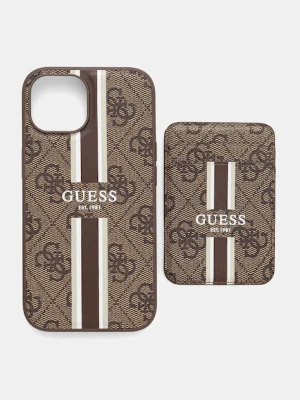 Guess etui na telefon iPhone 15 kolor brązowy GUBPHCP15SP4RPSW