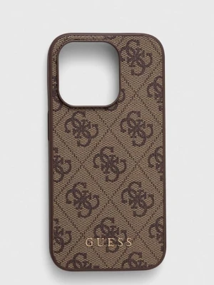 Guess etui na telefon iPhone 15 Pro 6.1 kolor brązowy