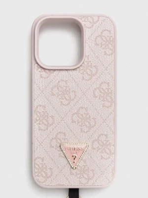 Guess etui na telefon iPhone 15 Pro 6.1 kolor różowy
