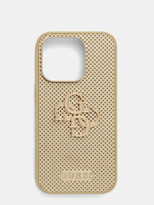Guess etui na telefon iPhone 15 Pro 6.1" kolor złoty GUHCP15LPSP4LGD