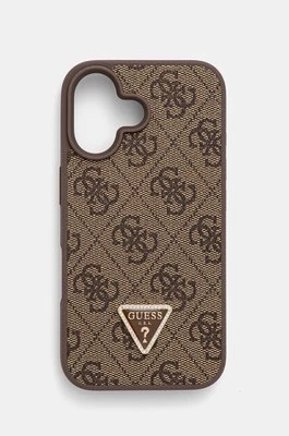 Guess etui na telefon iPhone 16 6.1 kolor brązowy GUHCP16SP4TDPW