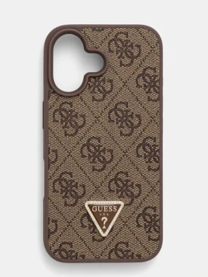 Guess etui na telefon iPhone 16 6.1 kolor brązowy GUHCP16SP4TDPW