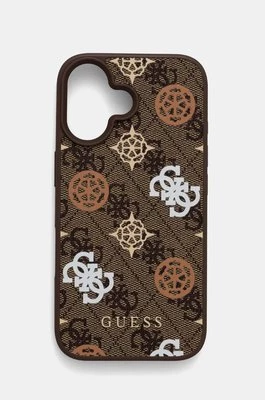 Guess etui na telefon iPhone 16 6.1 kolor brązowy GUHMP16SP4PWPW