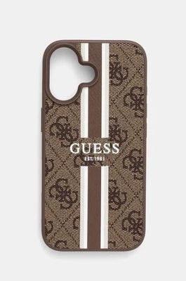 Guess etui na telefon iPhone 16 6.1 kolor brązowy GUHMP16SP4RPSW