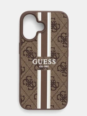 Guess etui na telefon iPhone 16 6.1 kolor brązowy GUHMP16SP4RPSW