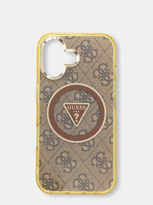 Guess etui na telefon iPhone 16 brązowy