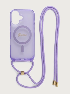 Guess etui na telefon iPhone 16 fioletowy