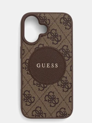 Guess etui na telefon iPhone 16 kolor brązowy GUHMP16SP4PGRSGW