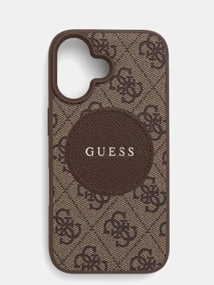 Guess etui na telefon iPhone 16 kolor brązowy GUHMP16SP4PGRSGW