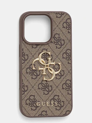 Guess etui na telefon iPhone 16 Pro 6.3 brązowy