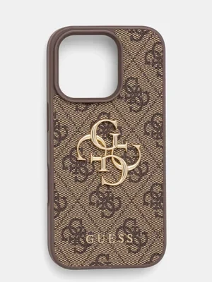 Guess etui na telefon iPhone 16 Pro 6.3 kolor brązowy GUHCP16L4GMGBR