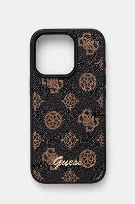 Guess etui na telefon iPhone 16 Pro 6.3 kolor brązowy GUHMP16LPGPYSK