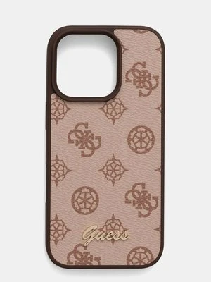 Guess etui na telefon iPhone 16 Pro 6.3 kolor brązowy GUHMP16LPGPYSW