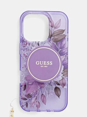 Guess etui na telefon iPhone 16 Pro 6.3 kolor fioletowy GUHMP16LHFWBRCESU