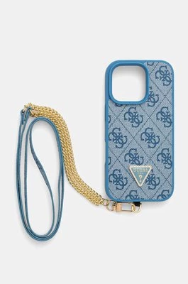 Guess etui na telefon iPhone 16 Pro 6.3 kolor niebieski GUHCP16LP4TDSCPB