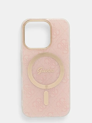 Guess etui na telefon iPhone 16 Pro 6.3" kolor różowy GUHMP16LH4STP