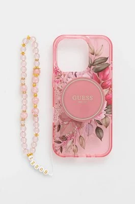 Guess etui na telefon iPhone 16 Pro 6.3 kolor różowy GUHMP16LHFWBRCESP