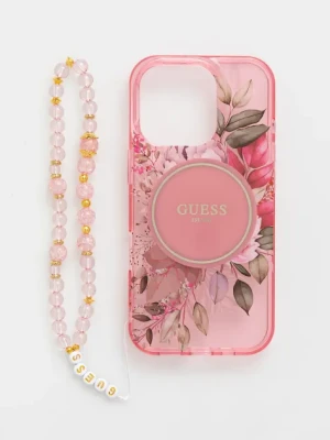 Guess etui na telefon iPhone 16 Pro 6.3 kolor różowy GUHMP16LHFWBRCESP