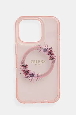 Guess etui na telefon iPhone 16 Pro 6.3 kolor różowy GUHMP16LHFWFCP