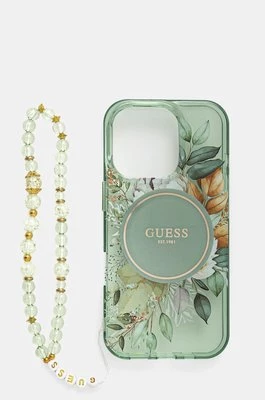 Guess etui na telefon iPhone 16 Pro 6.3 kolor zielony GUHMP16LHFWBRCESN